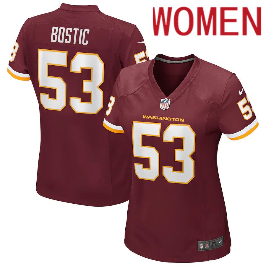 Women Washington Redskins 53 Jon Bostic Nike Burgundy Game Player NFL Jersey